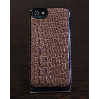 Чехол из натуральной кожи крокодила на пластике на iPhone 5/5s (коричневый), , 2800,00 р., Чехол из натуральной кожи крокодила на пластике на iPhone 5/5s (, , Чехлы для iPhone 5/5s