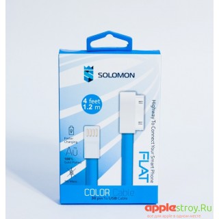 Кабель для iPhone 4 Solomon (голубой, 1.2m)