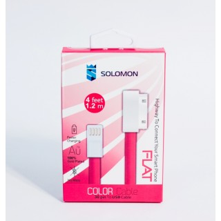 Кабель для iPhone 4 Solomon (розовый, 1.2m)